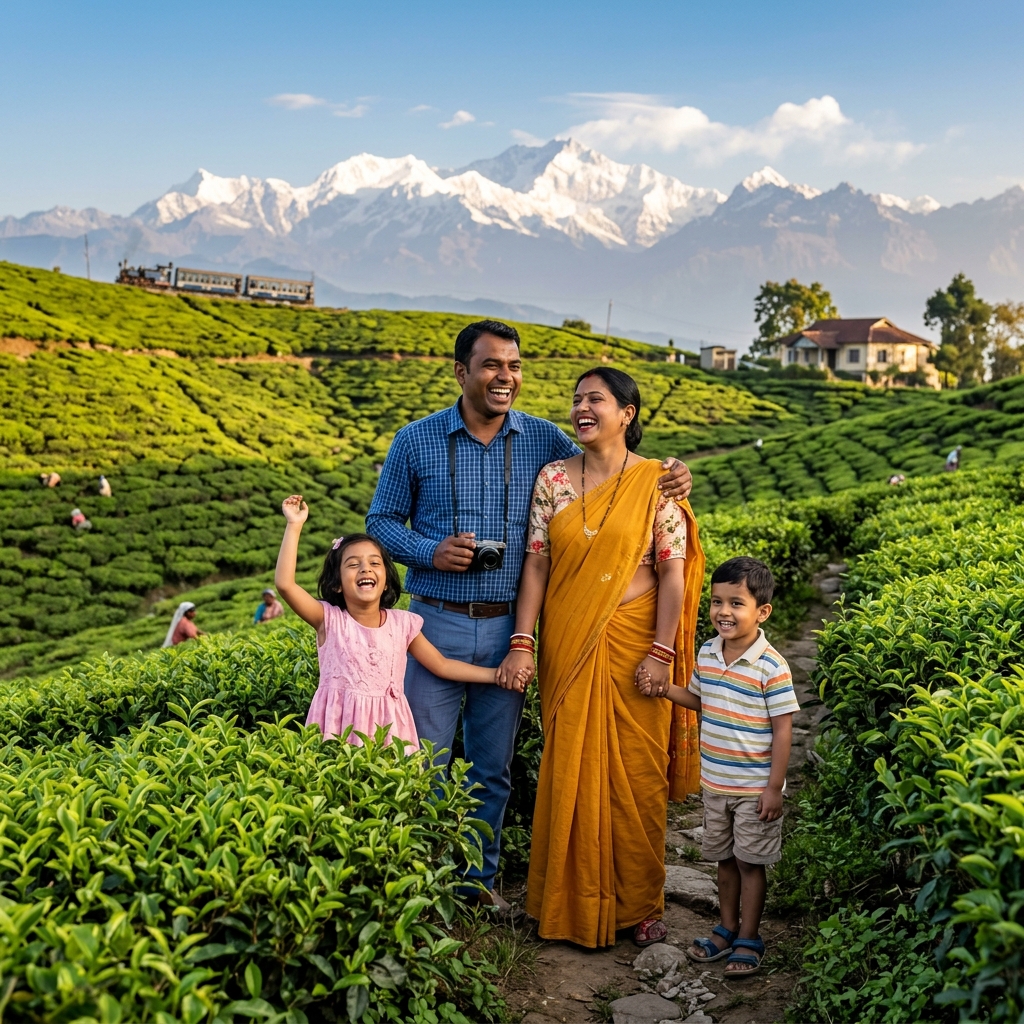 Tourists enjoying Darjeeling