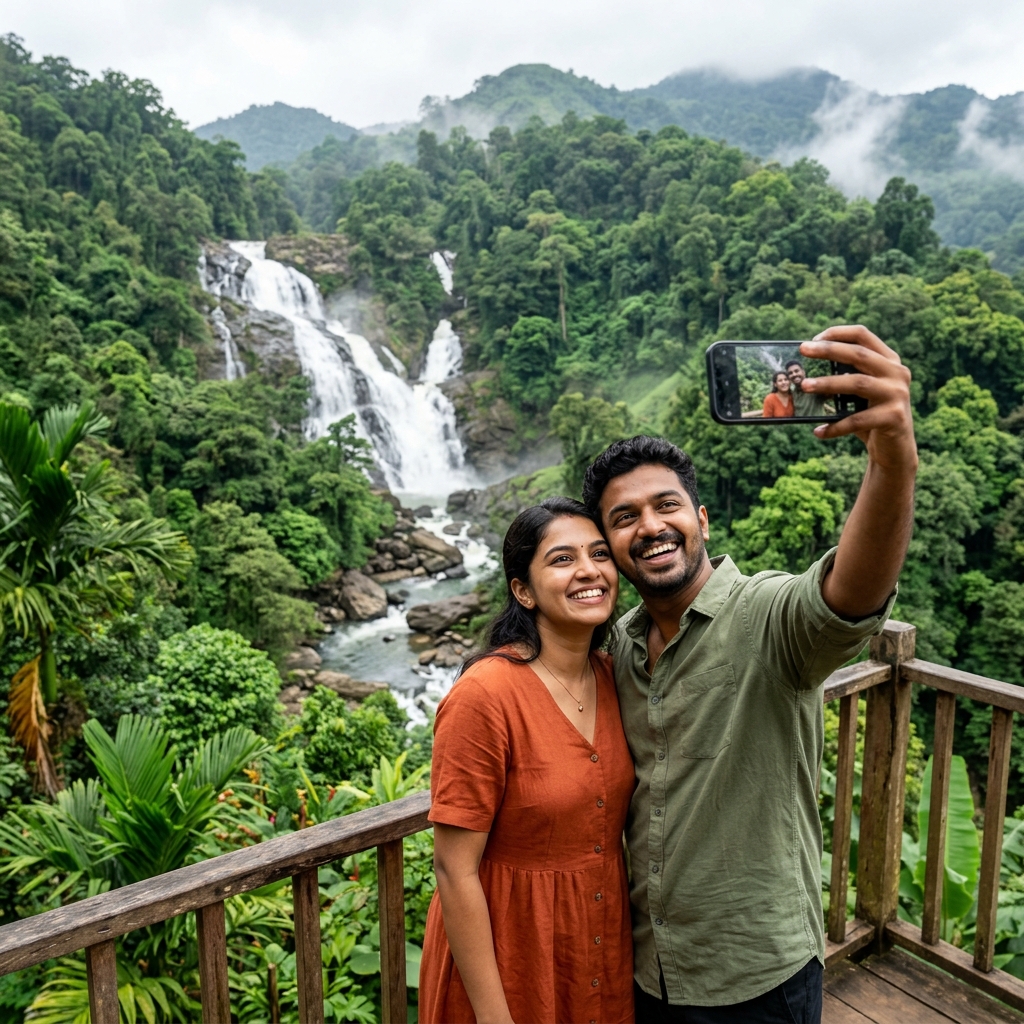 Tourists enjoying Wayanad scenery